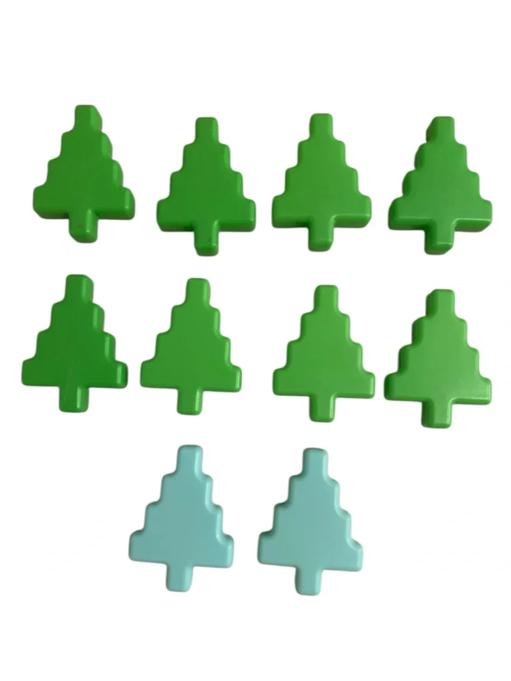 Vintage Little Tikes Wee Waffle Blocks Christmas Trees Lot Green Blue 10 Pieces